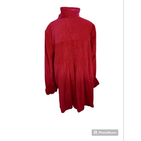 Chadwick's Fushia Red Pink Wale corduroy Button Top shacket size XL Velvet Cuff - Picture 3 of 10